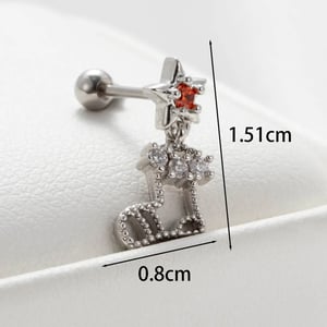 1 Piece Simple Series Classic Star Copper Silver Color Zircon Women's Dangle Earrings h5 